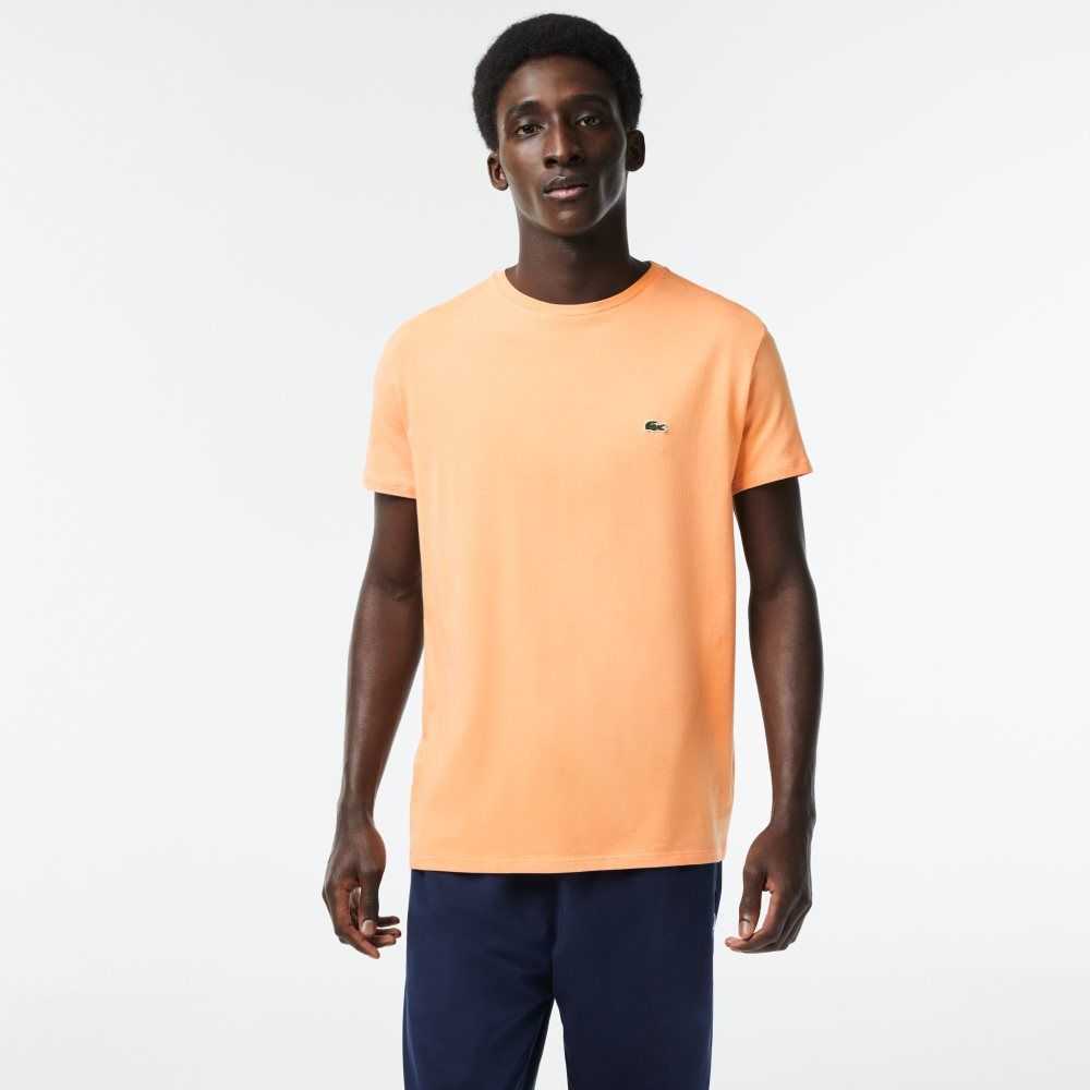 Lacoste Crew Neck Pima Bomull Jersey Lyse Oransje | 6450-REYQO