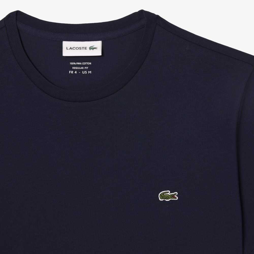 Lacoste Crew Neck Pima Bomull Jersey Marineblå Blå | 1694-ZSVMP