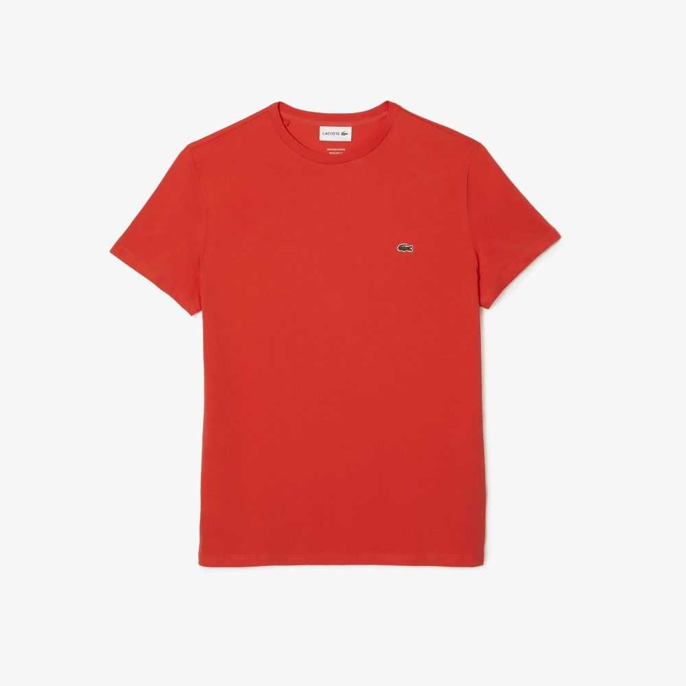 Lacoste Crew Neck Pima Bomull Jersey Oransje | 4902-HIZYE