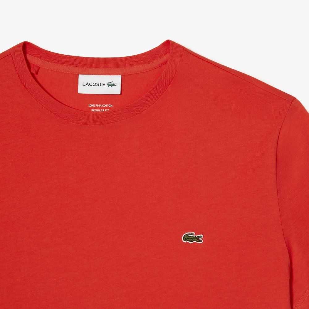 Lacoste Crew Neck Pima Bomull Jersey Oransje | 4902-HIZYE