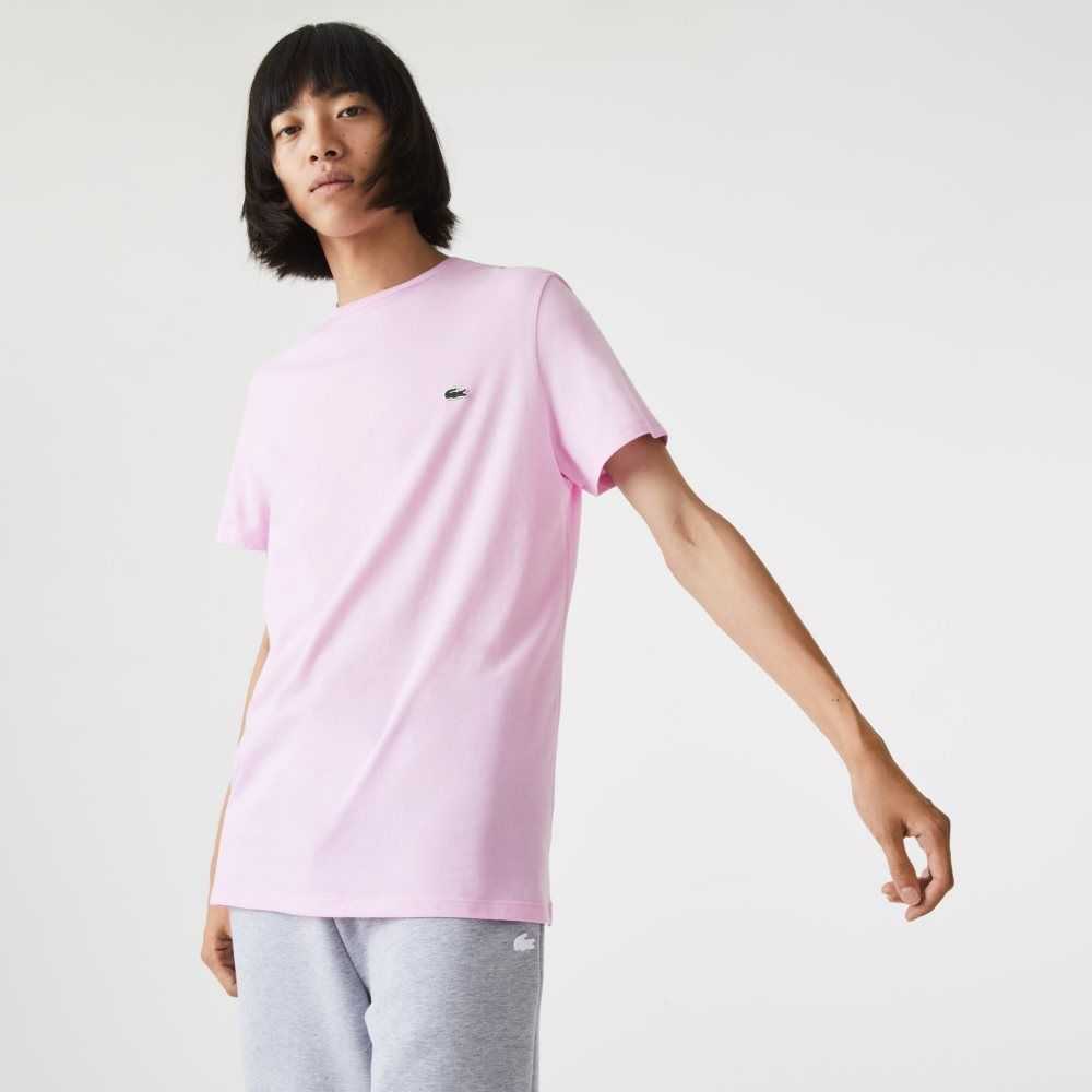 Lacoste Crew Neck Pima Bomull Jersey Rosa | 1492-OQKSJ