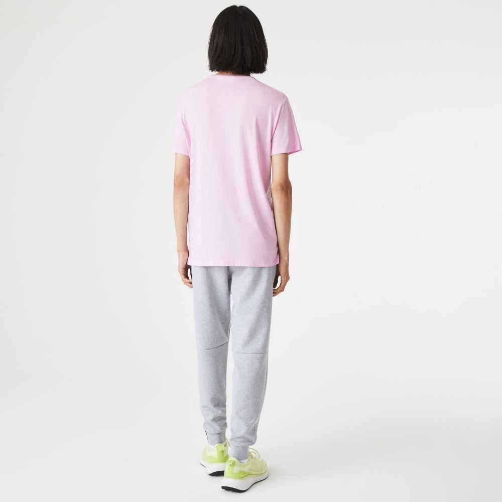 Lacoste Crew Neck Pima Bomull Jersey Rosa | 1492-OQKSJ