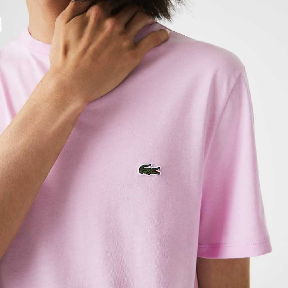 Lacoste Crew Neck Pima Bomull Jersey Rosa | 1492-OQKSJ