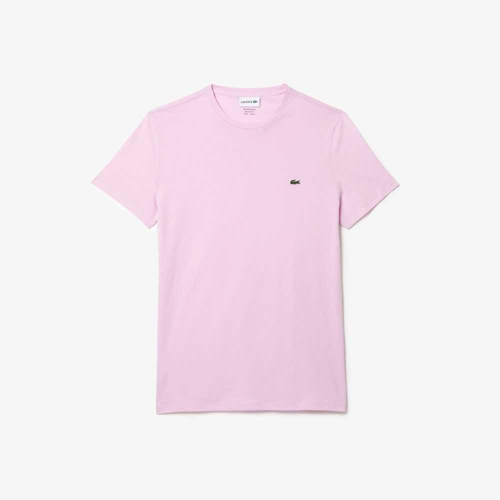 Lacoste Crew Neck Pima Bomull Jersey Rosa | 1492-OQKSJ