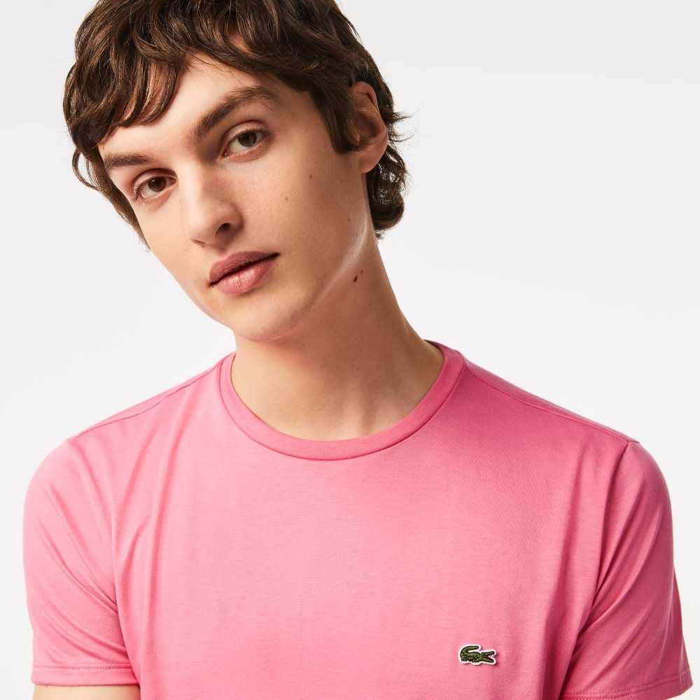 Lacoste Crew Neck Pima Bomull Jersey Rosa | 5724-TZVGI