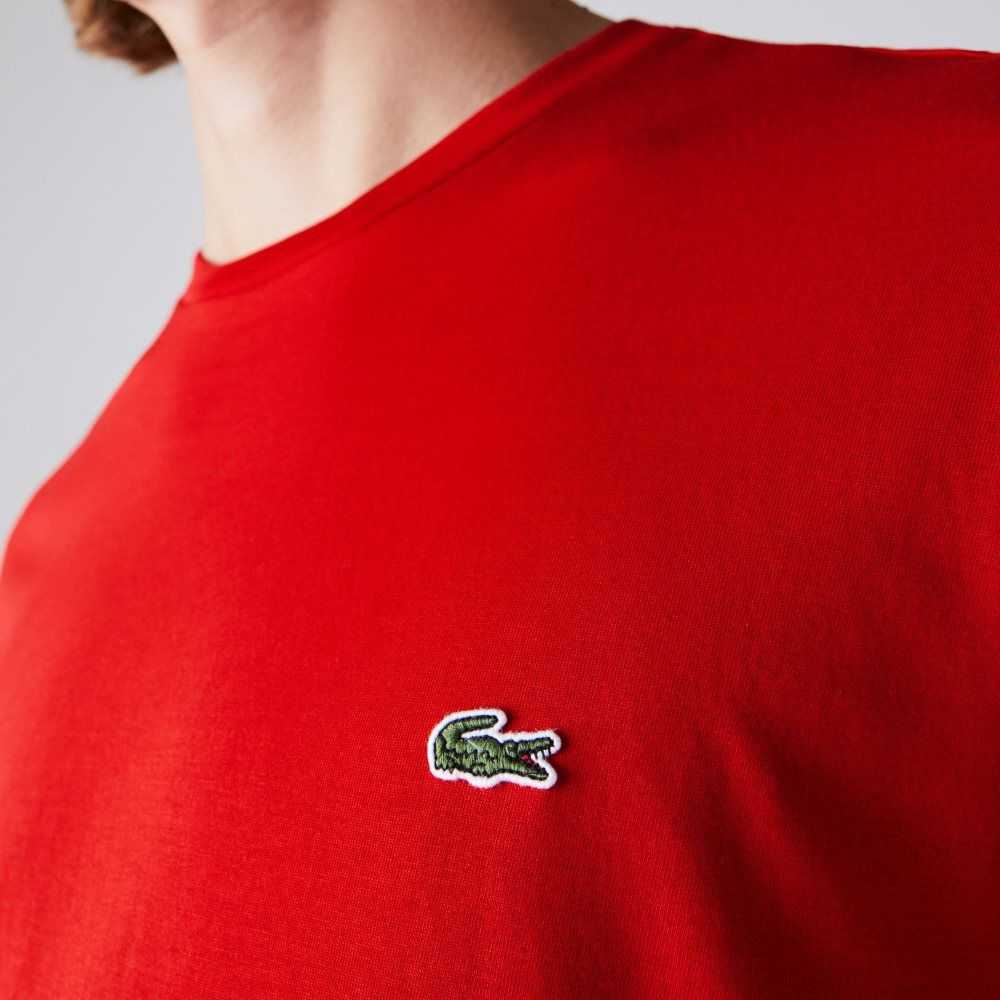 Lacoste Crew Neck Pima Bomull Jersey Rød | 9123-HFYCD