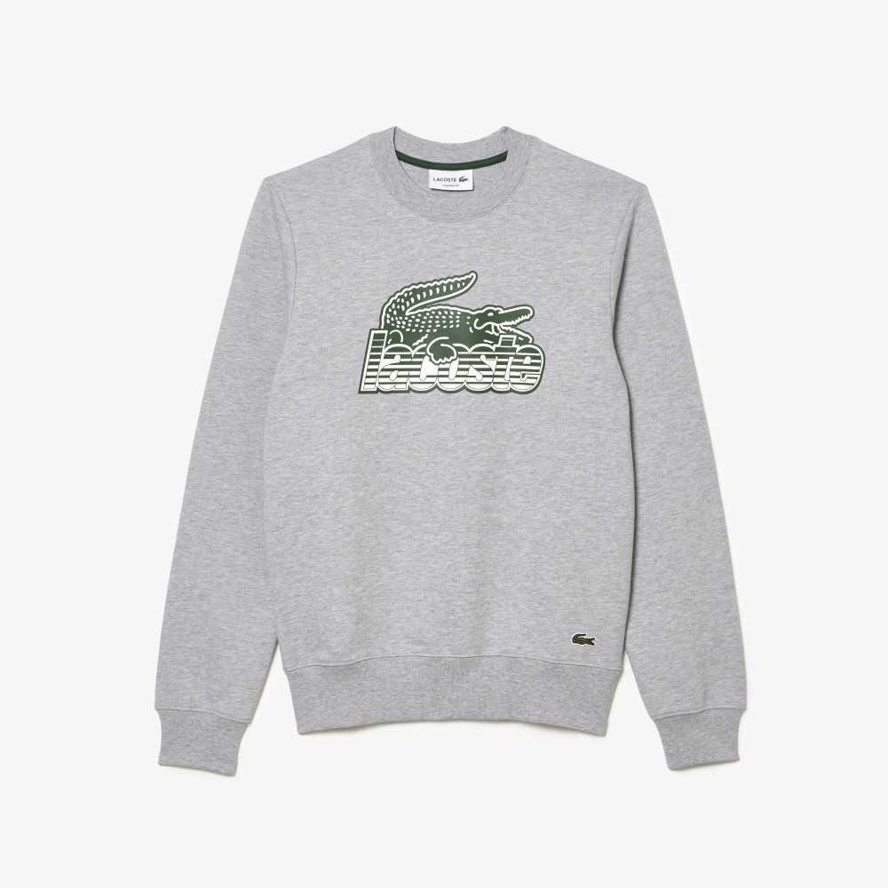 Lacoste Crew Neck Unbrushed Fleece Sweatshirt Grå | 6293-BMVQU