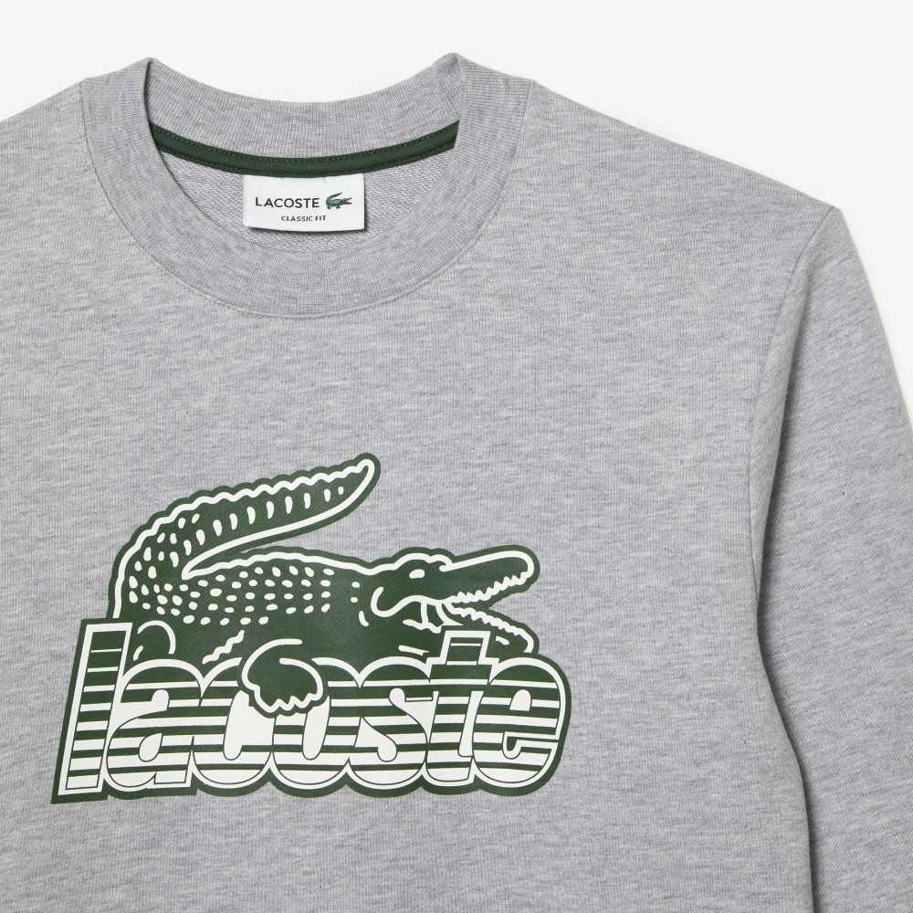 Lacoste Crew Neck Unbrushed Fleece Sweatshirt Grå | 6293-BMVQU