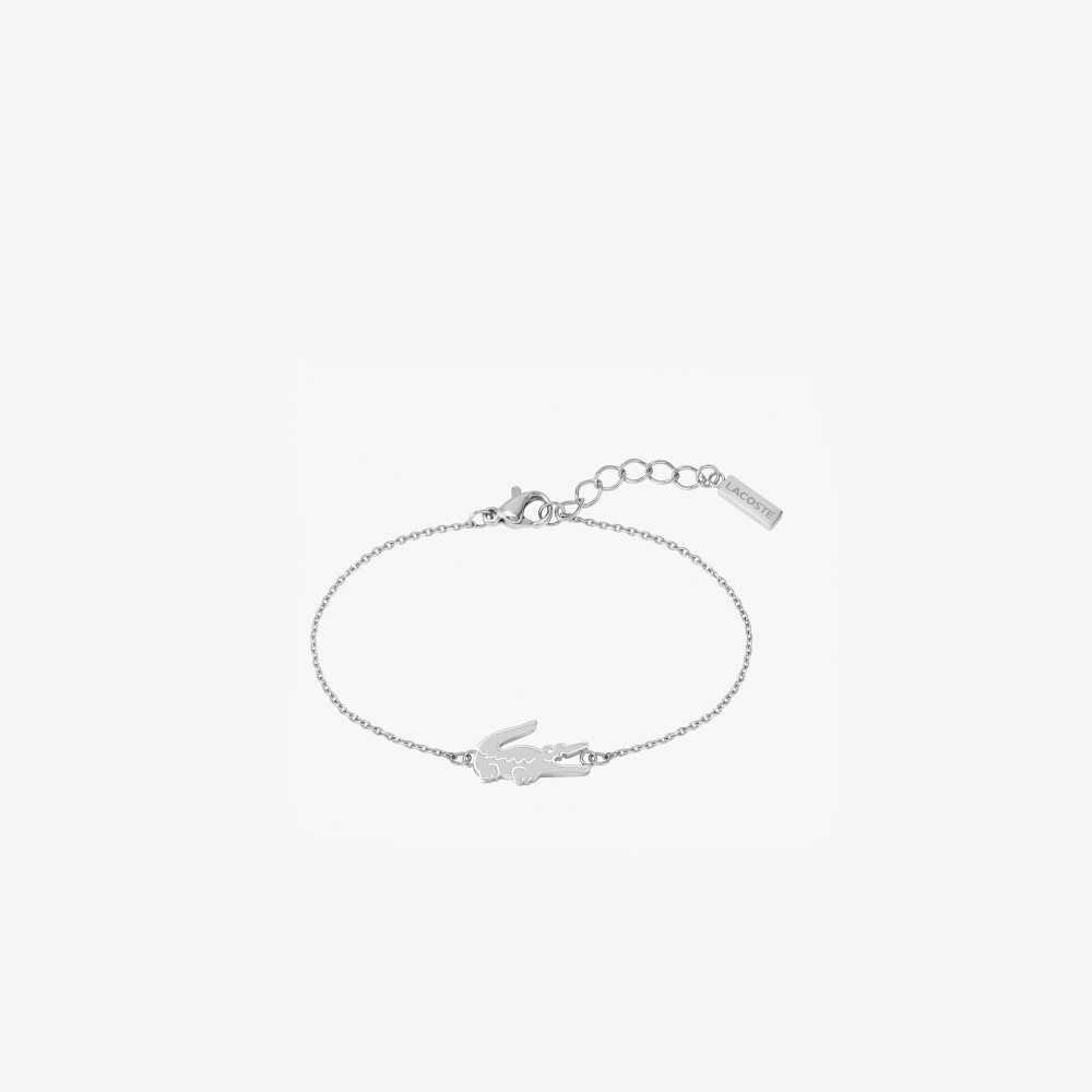 Lacoste Crocodile Bracelet Sølv | 7063-QBDKY