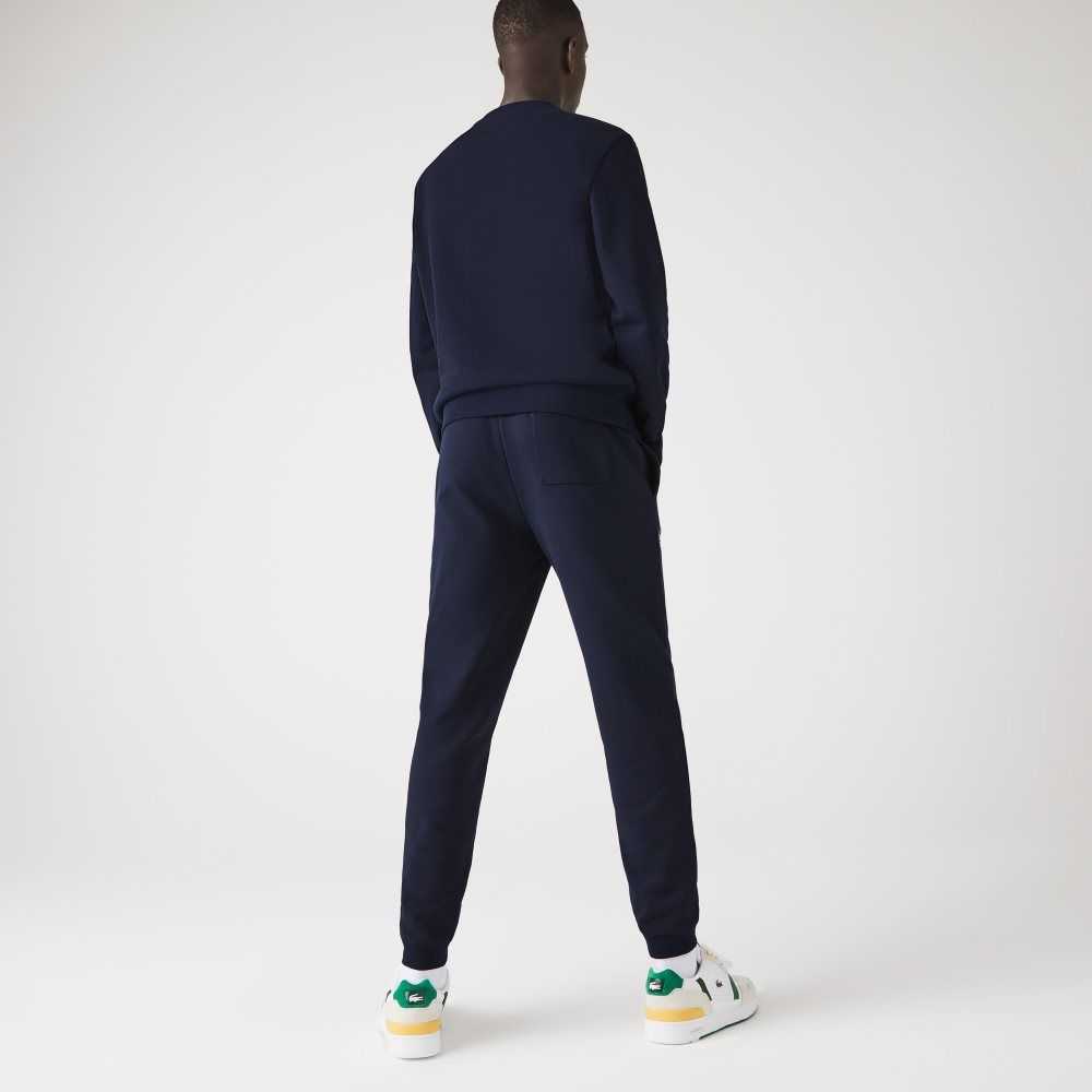 Lacoste Crocodile Branding Bomull Fleece Jogging Marineblå Blå | 4813-ABDNZ