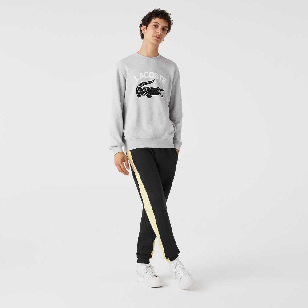 Lacoste Crocodile Print Crew Neck Grå | 4137-EYXRL