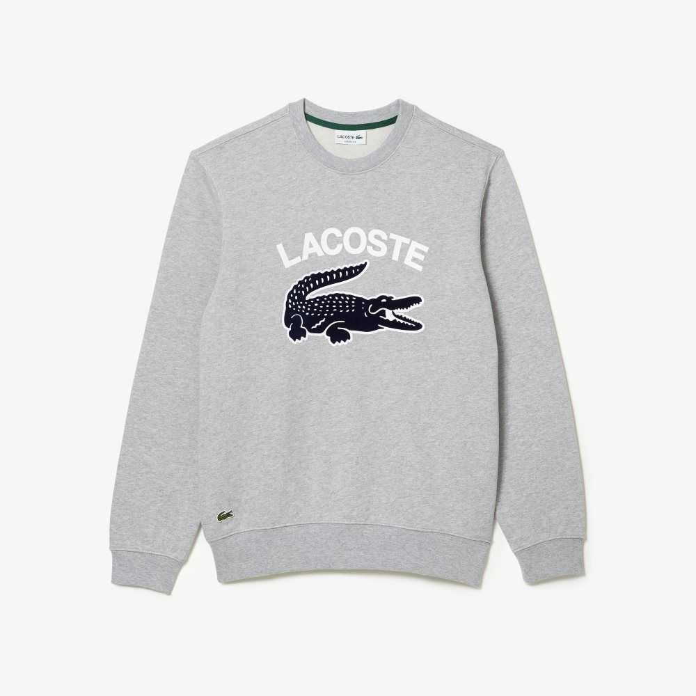 Lacoste Crocodile Print Crew Neck Grå | 4137-EYXRL