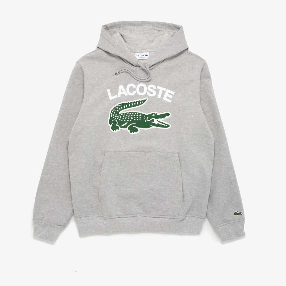 Lacoste Crocodile Print Hoodie Grå Hvite Grønn | 5279-FWQMH