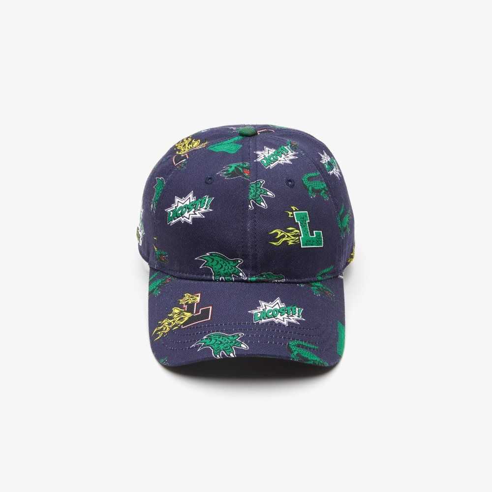 Lacoste Crocodile Print Marineblå Blå | 1037-OTDLM