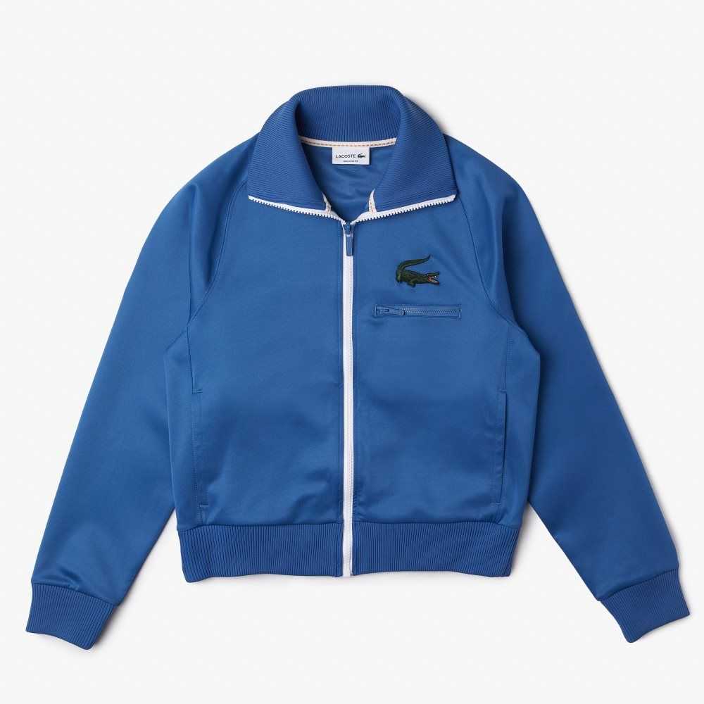 Lacoste Crocodile Stand-Up Collar Zippered Jacket Blå | 1279-LSDCG