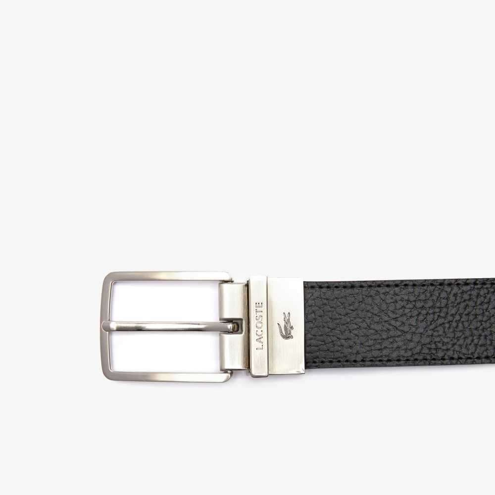 Lacoste Engraved Spenne Grained Lær Belt Svarte | 8327-YSRBE