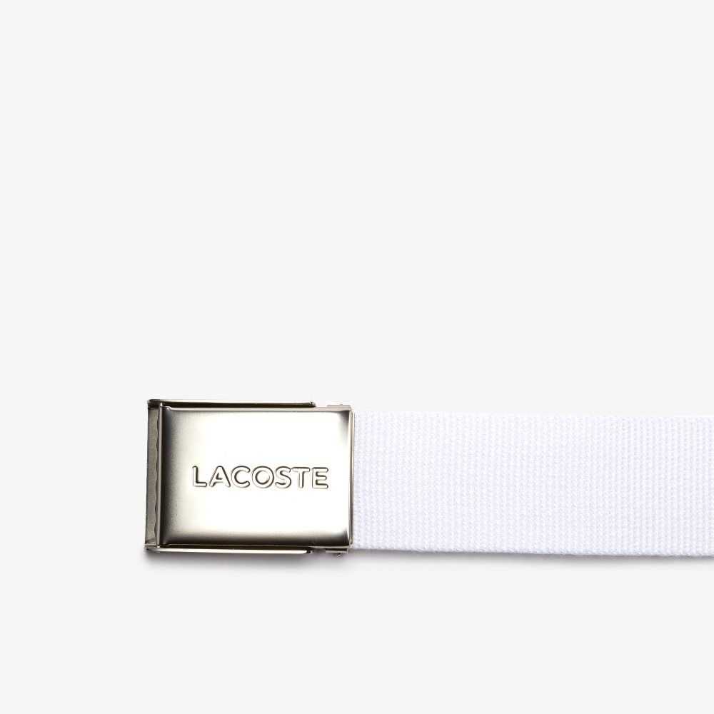 Lacoste Engraved Spenne Woven Fabric Belt Hvite | 0742-SGMPL