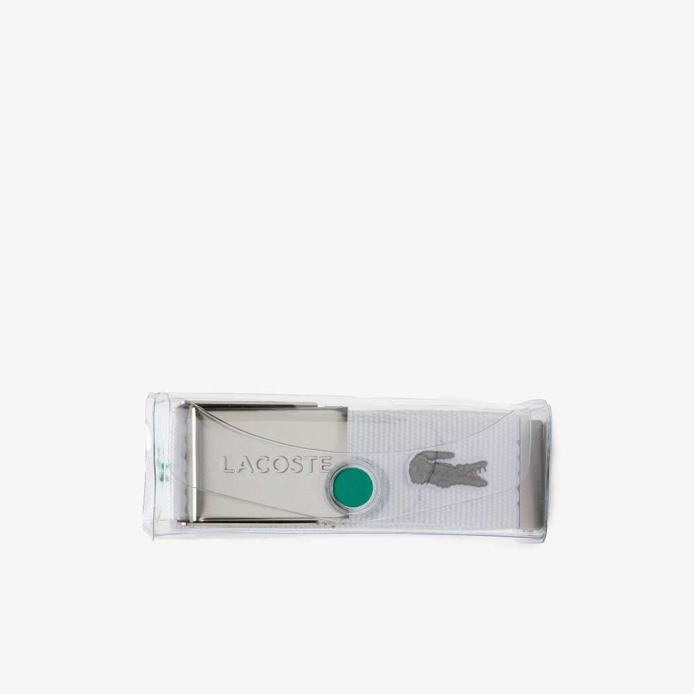 Lacoste Engraved Spenne Woven Fabric Belt Hvite | 0742-SGMPL