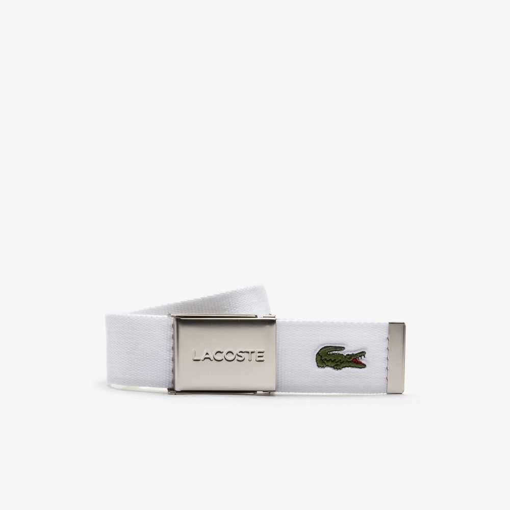 Lacoste Engraved Spenne Woven Fabric Belt Hvite | 0742-SGMPL