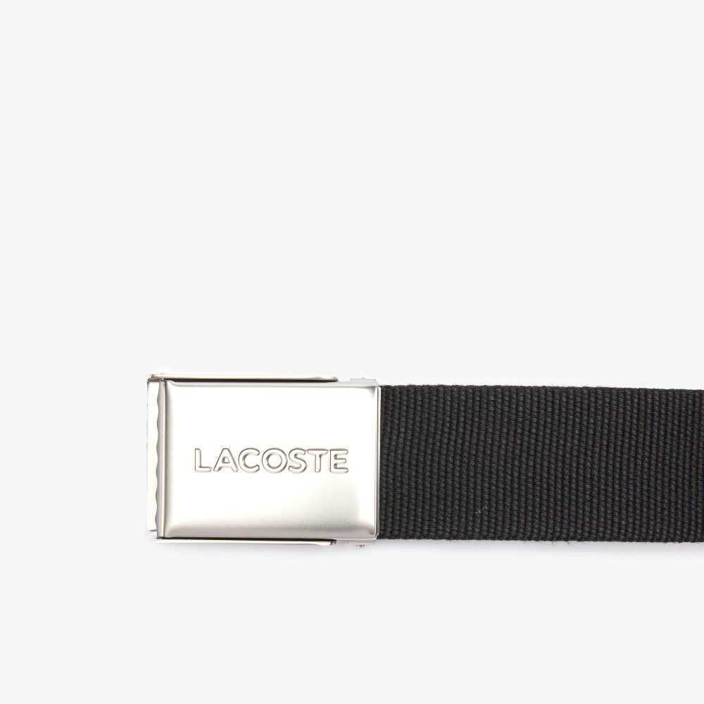 Lacoste Engraved Spenne Woven Fabric Belt Svarte | 2810-NCALO