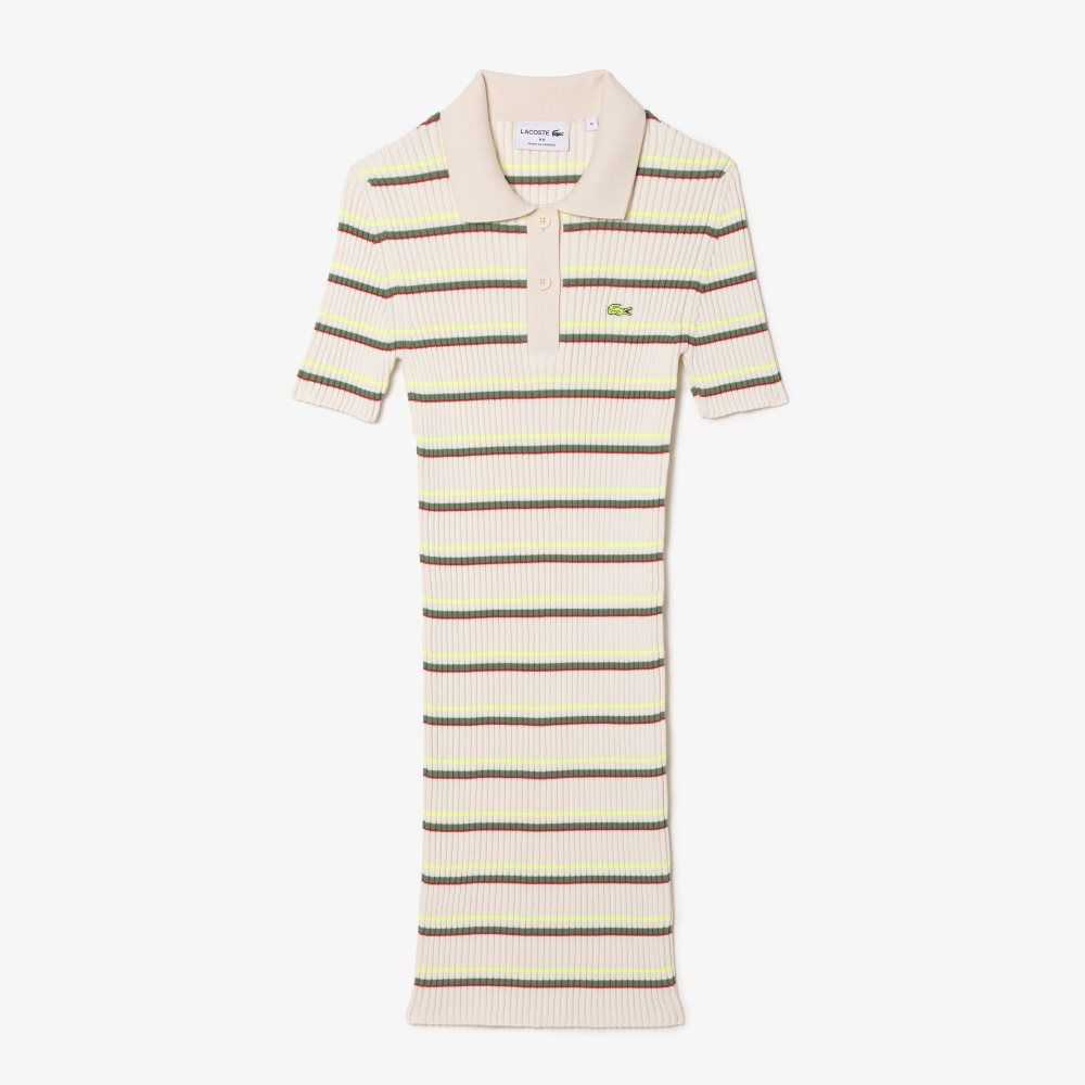 Lacoste French Made Stripete Polo Hvite | 5762-LBFEV