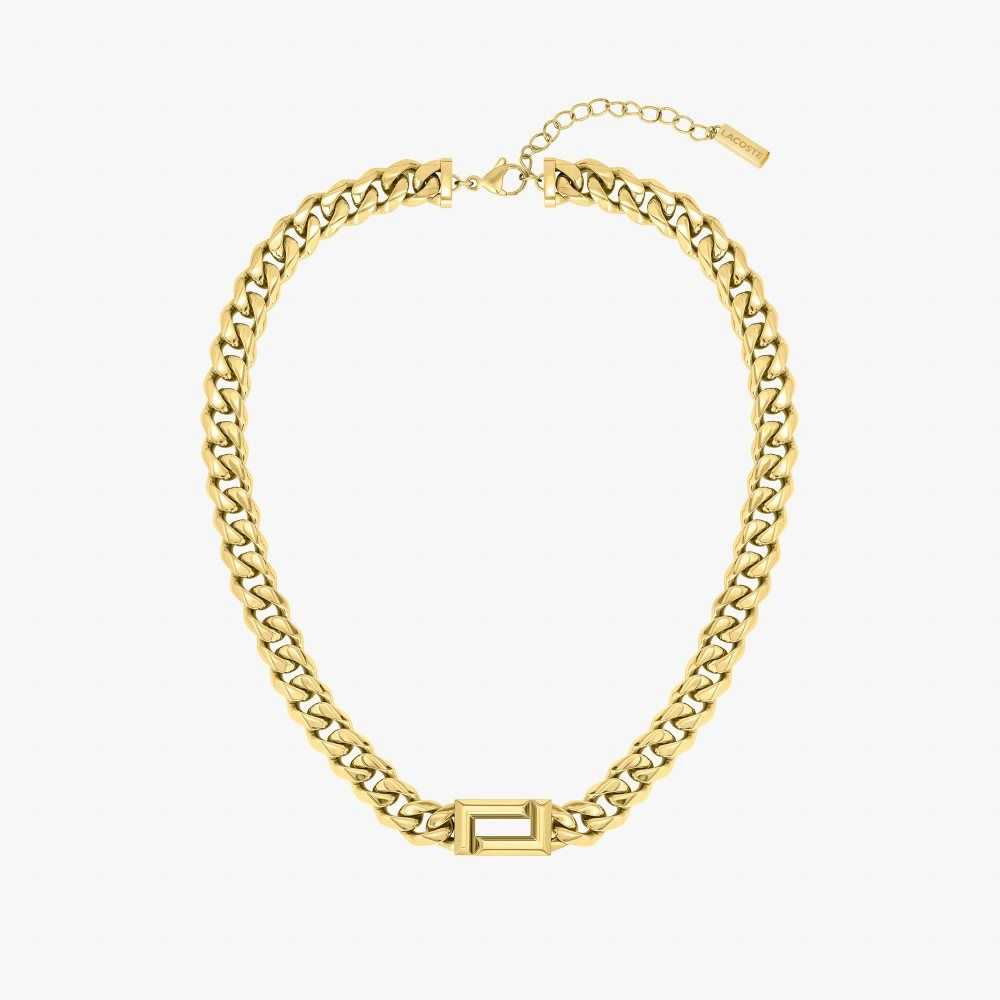 Lacoste Fundament Necklace Gull | 1328-IKULT