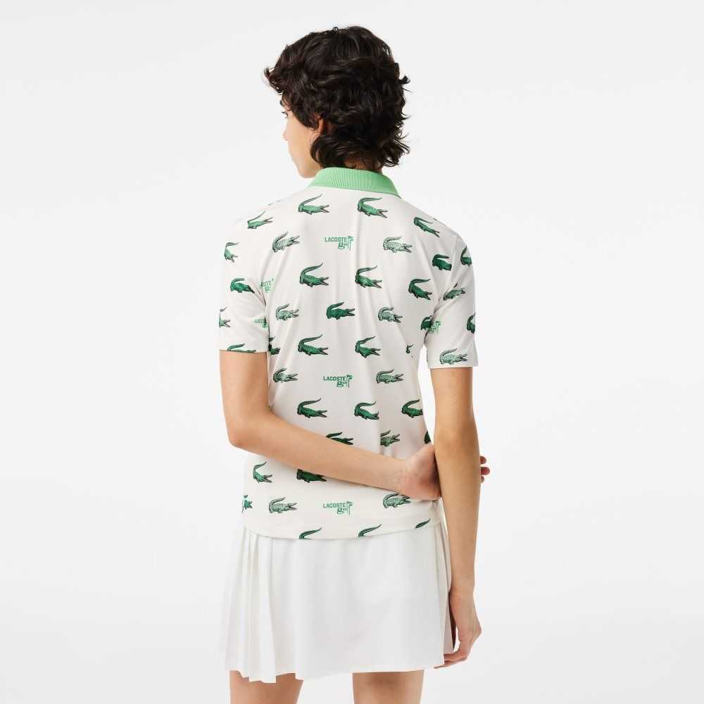 Lacoste Golf Crocodile Print Hvite Grønn | 4186-VUHLS