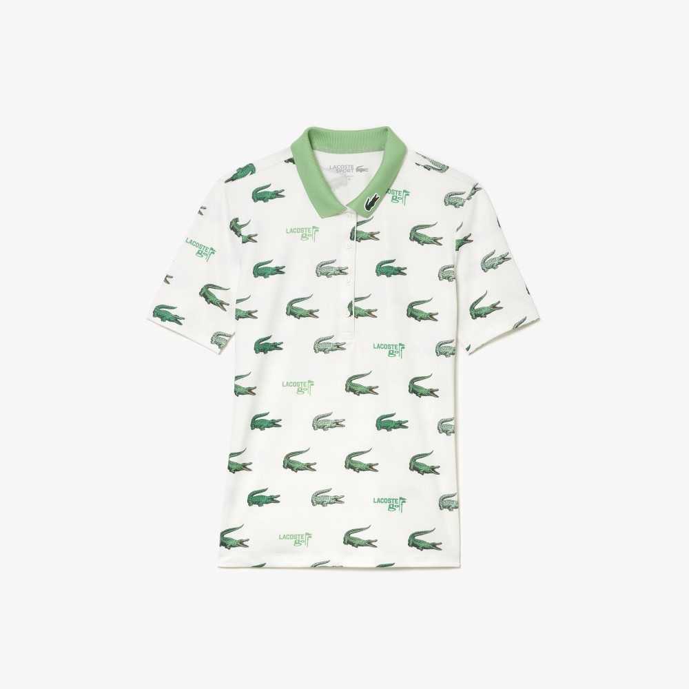 Lacoste Golf Crocodile Print Hvite Grønn | 4186-VUHLS