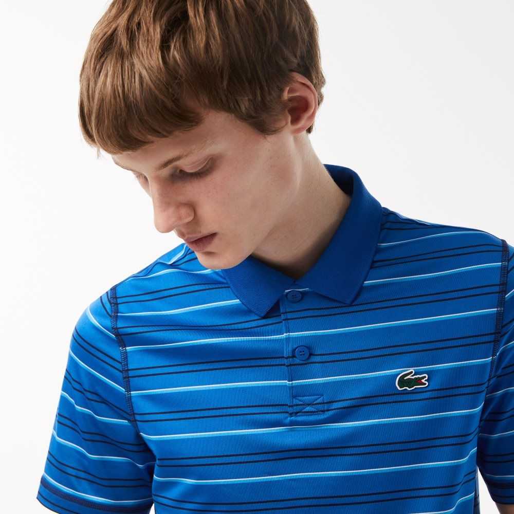 Lacoste Golf Recycled Polyester Stripe Blå Marineblå Blå Hvite Blå | 7068-BGATL