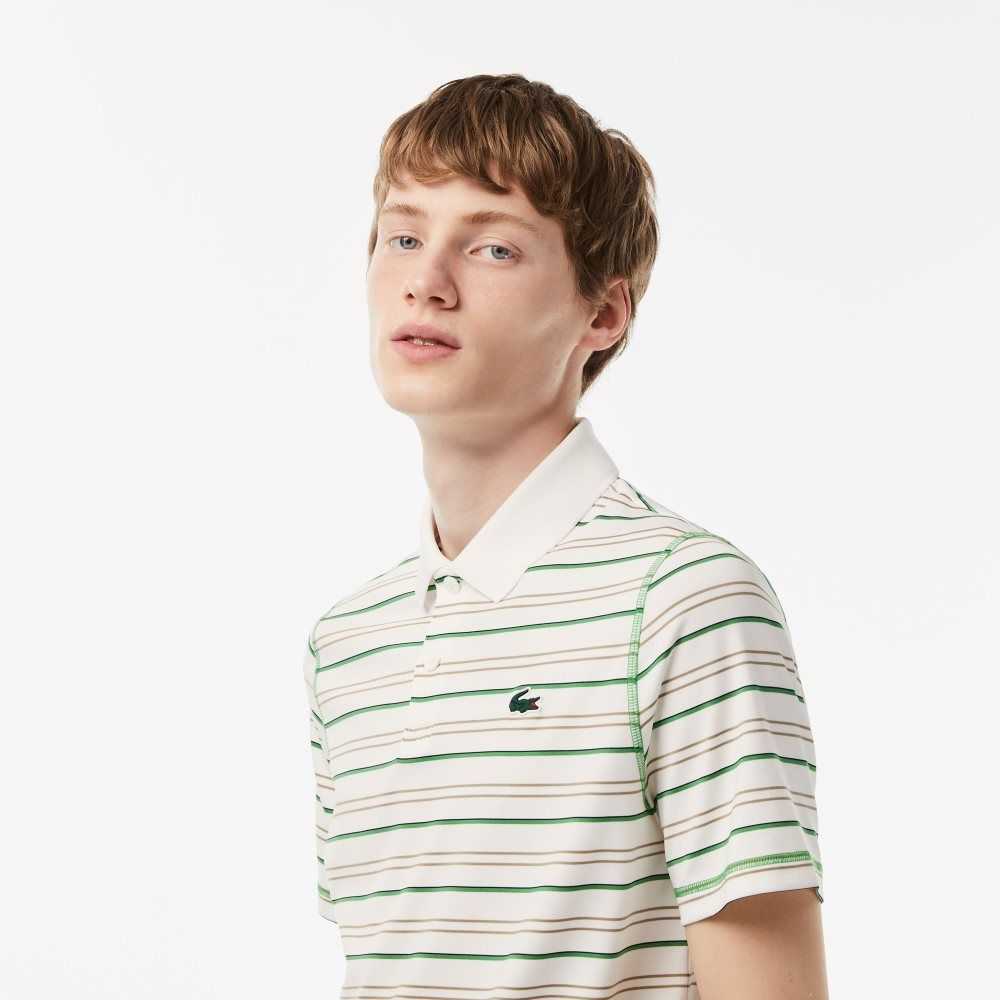 Lacoste Golf Recycled Polyester Stripe Hvite Beige Marineblå Blå Grønn | 1657-SMINE