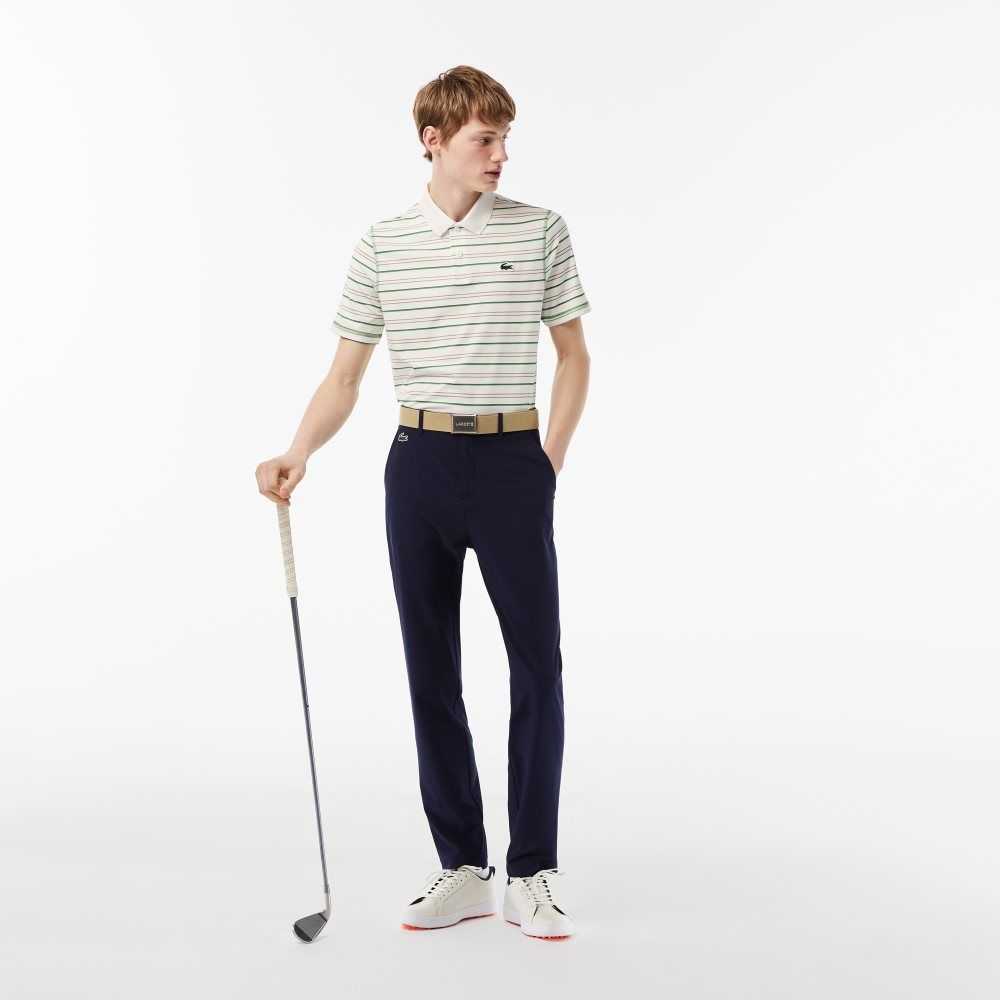 Lacoste Golf Recycled Polyester Stripe Hvite Beige Marineblå Blå Grønn | 1657-SMINE