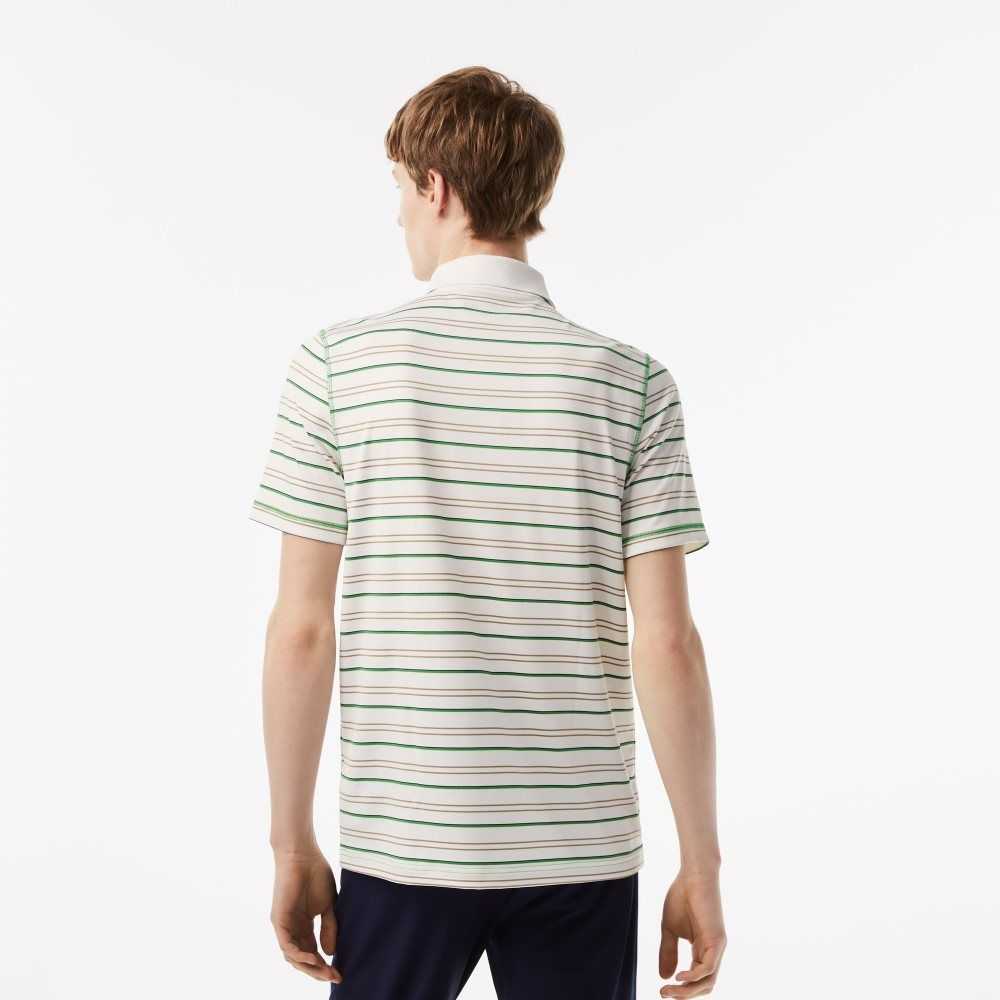 Lacoste Golf Recycled Polyester Stripe Hvite Beige Marineblå Blå Grønn | 1657-SMINE