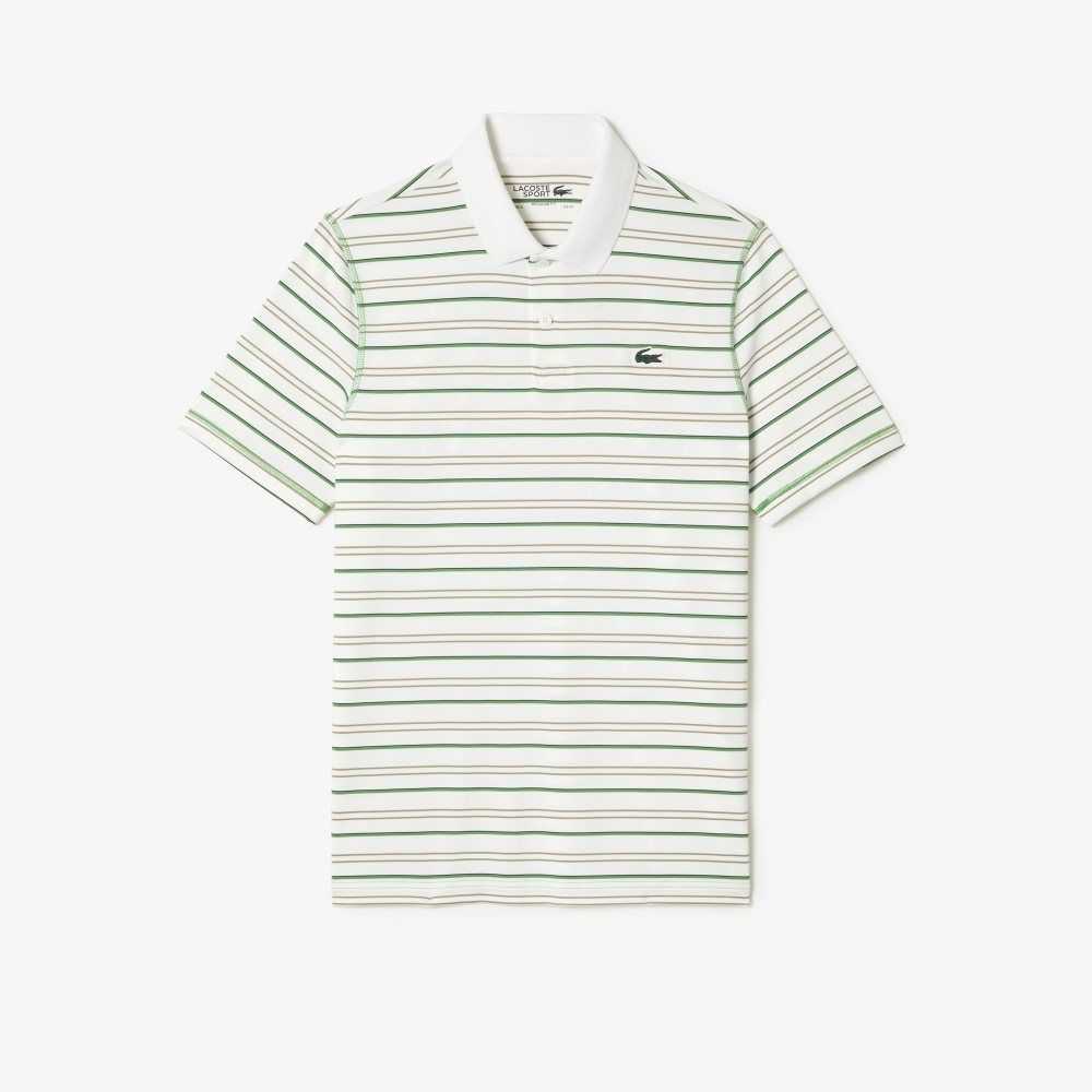 Lacoste Golf Recycled Polyester Stripe Hvite Beige Marineblå Blå Grønn | 1657-SMINE