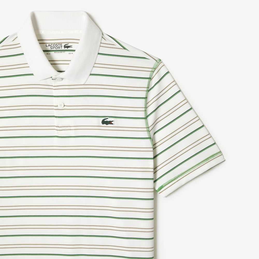 Lacoste Golf Recycled Polyester Stripe Hvite Beige Marineblå Blå Grønn | 1657-SMINE