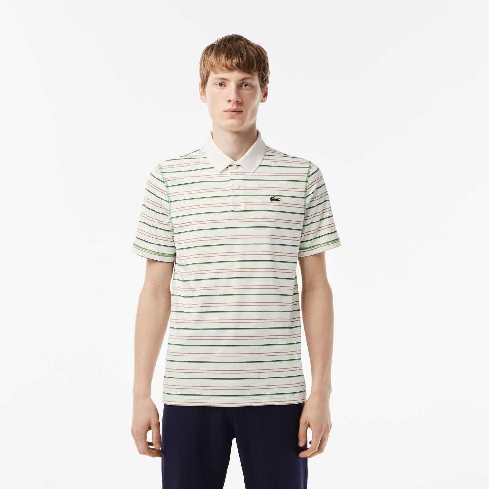 Lacoste Golf Recycled Polyester Stripe Hvite Beige Marineblå Blå Grønn | 1657-SMINE