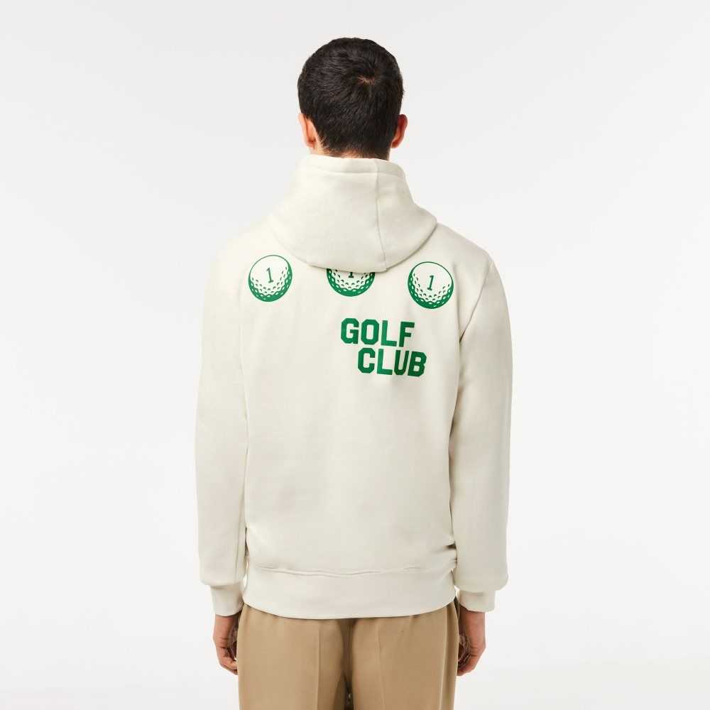 Lacoste Golf Relaxed Fit Hoodie Hvite | 5376-OASGE