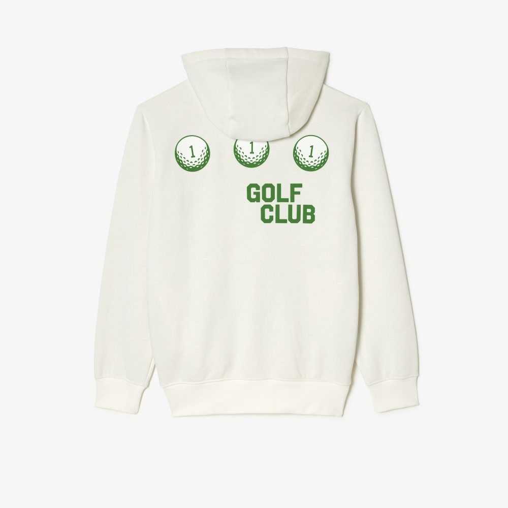 Lacoste Golf Relaxed Fit Hoodie Hvite | 5376-OASGE