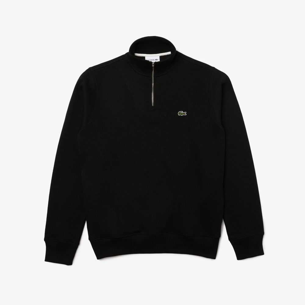 Lacoste Half Zip Bomull Svarte | 6893-ZXDSW