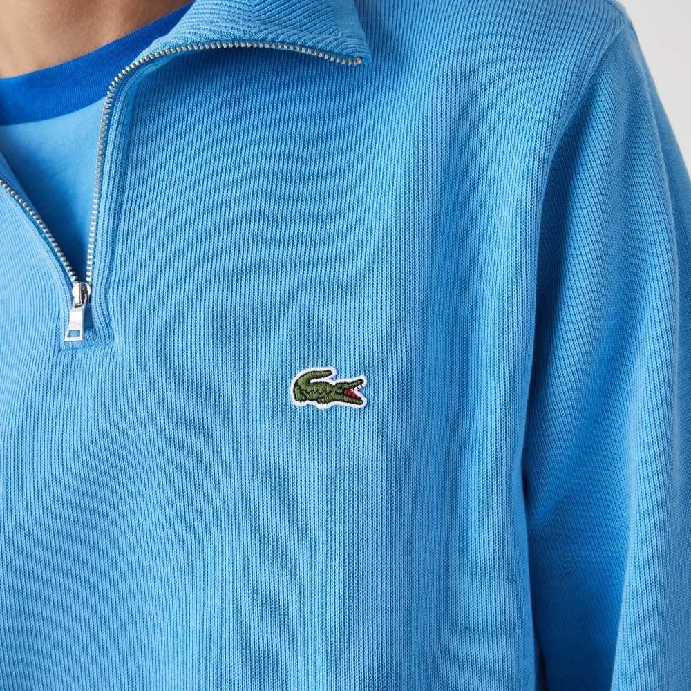 Lacoste Half Zip Bomull Sweatshirt Blå | 4283-MLTRF