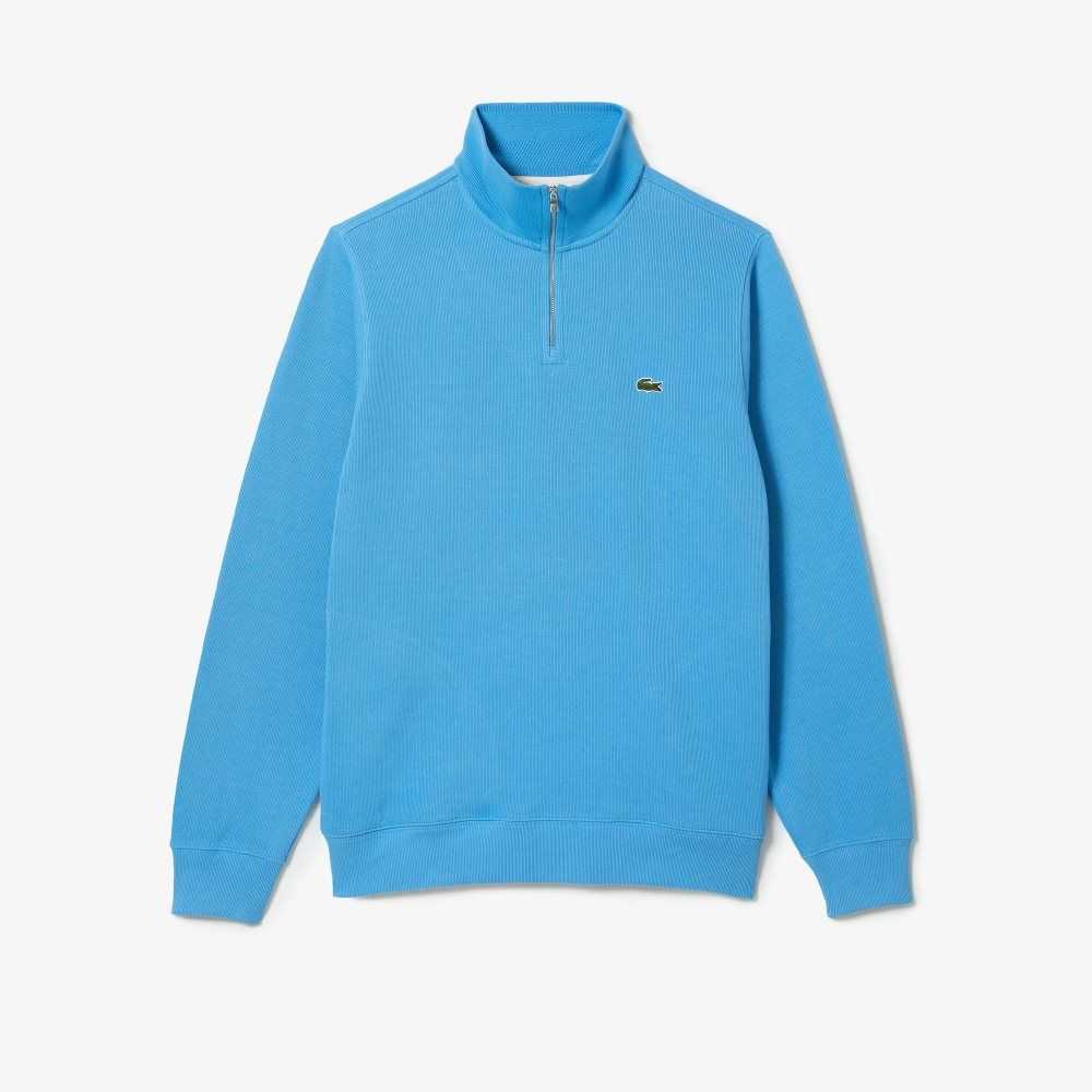 Lacoste Half Zip Bomull Sweatshirt Blå | 4283-MLTRF