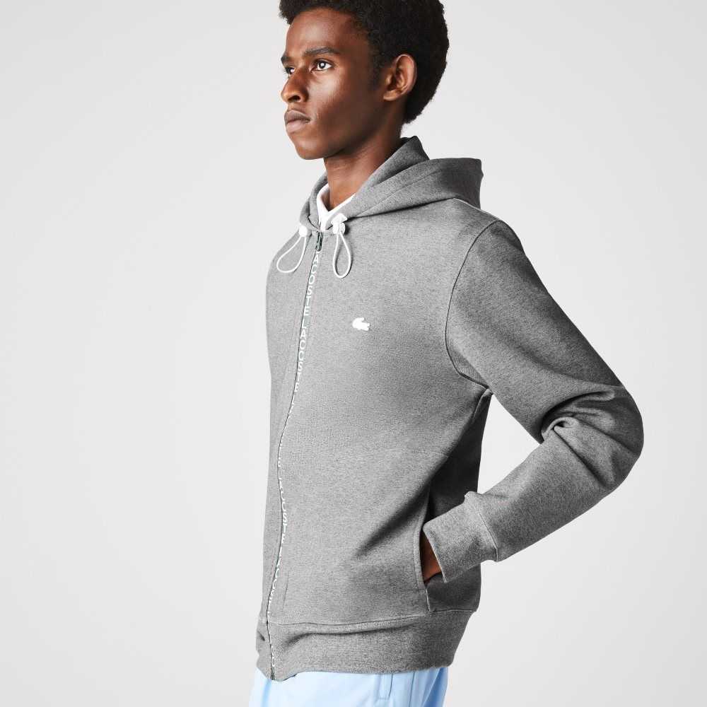 Lacoste Hette Bomull Blend Lettered Zip Grå | 9318-YTFXE