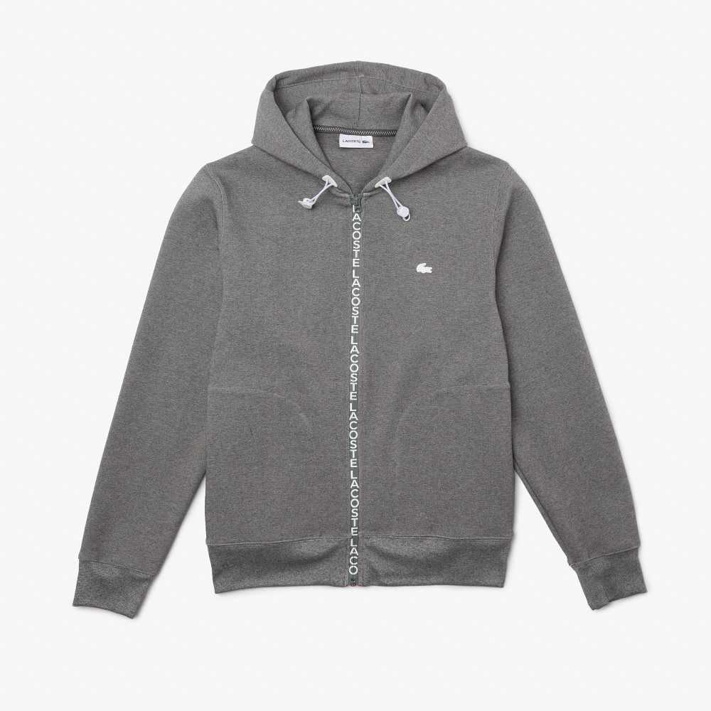 Lacoste Hette Bomull Blend Lettered Zip Grå | 9318-YTFXE