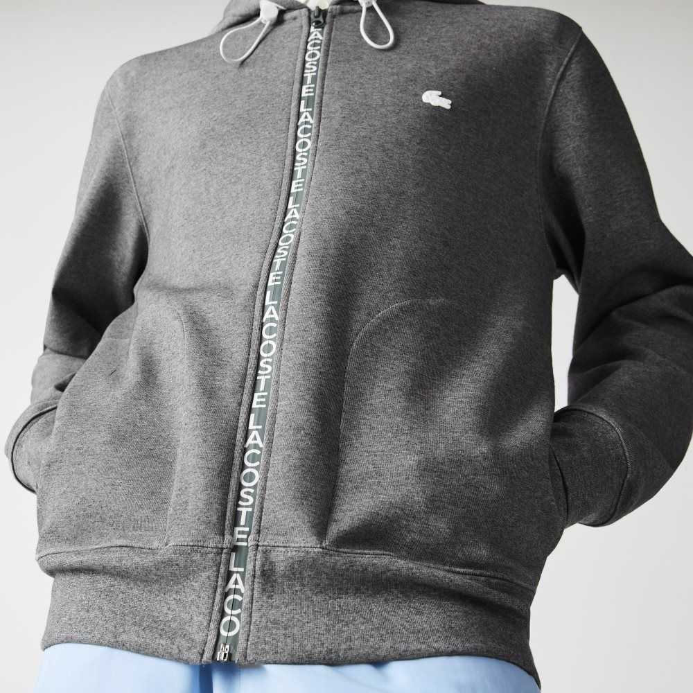 Lacoste Hette Bomull Blend Lettered Zip Grå | 9318-YTFXE