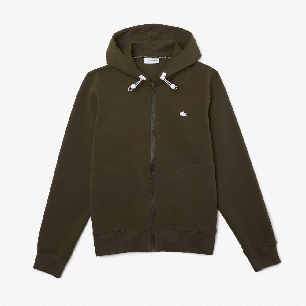 Lacoste Hette Bomull Blend Lettered Zip Khaki Grønn | 9571-WZRIE