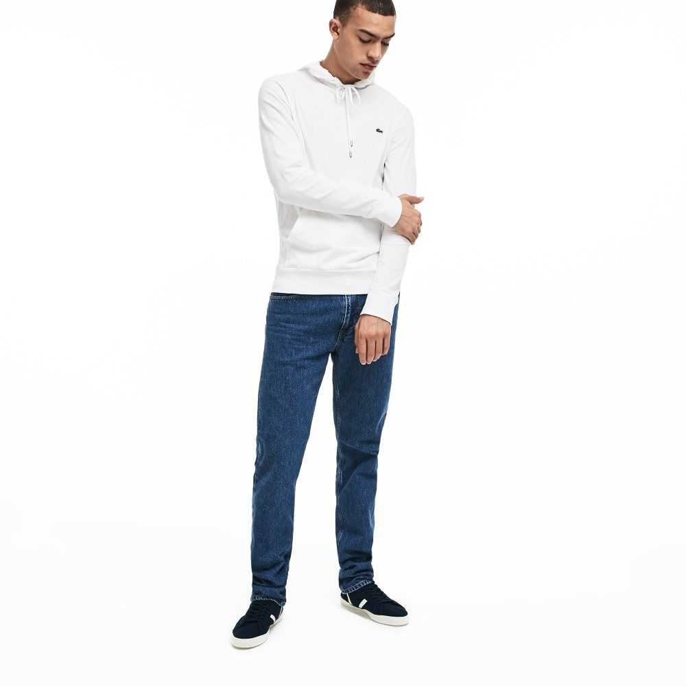 Lacoste Hette Bomull Jersey Sweatshirt Hvite | 1925-MBEDH