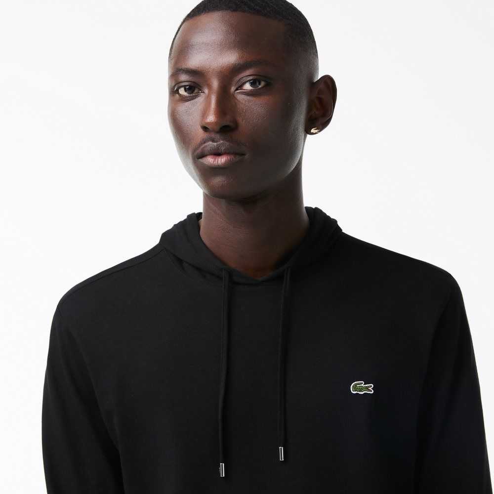 Lacoste Hette Bomull Jersey Sweatshirt Svarte | 2369-BZGTF