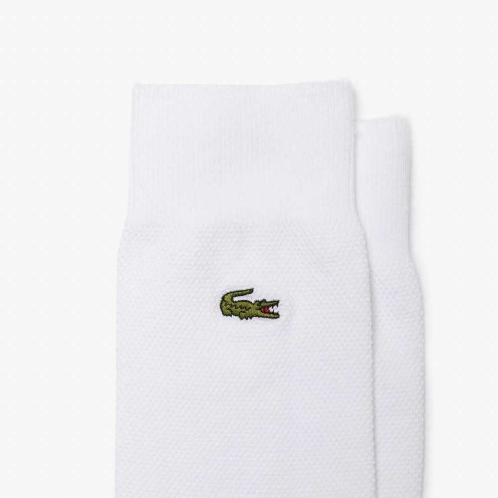 Lacoste High-Cut Bomull Pique 3-Pack Hvite | 9364-YUBJG