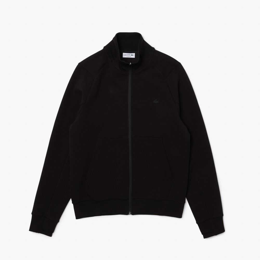 Lacoste High-Neck Bomull Blend Zip Svarte | 2461-NSIQF