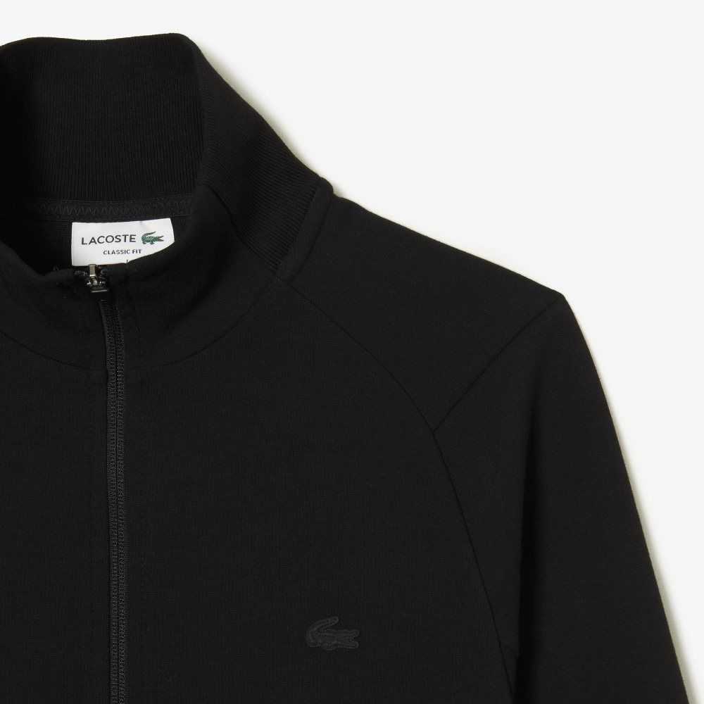 Lacoste High-Neck Bomull Blend Zip Svarte | 2461-NSIQF