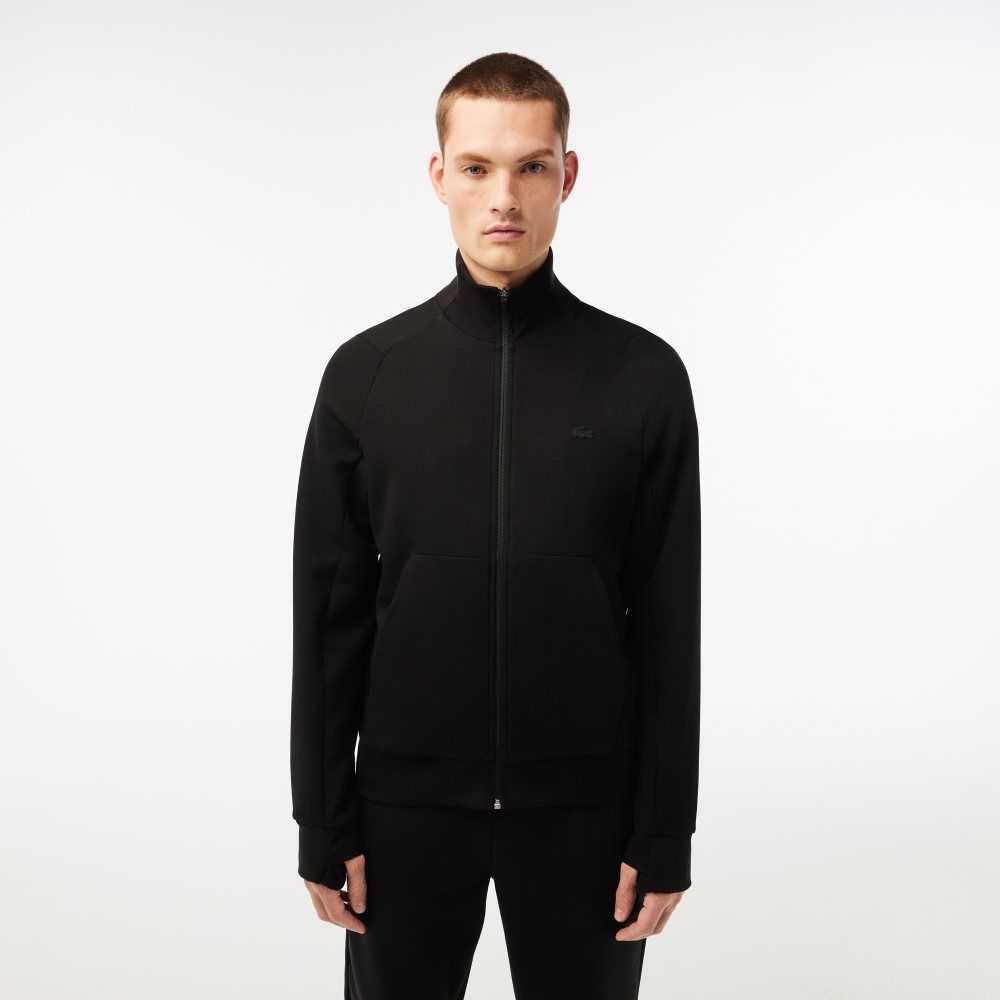 Lacoste High-Neck Bomull Blend Zip Svarte | 2461-NSIQF